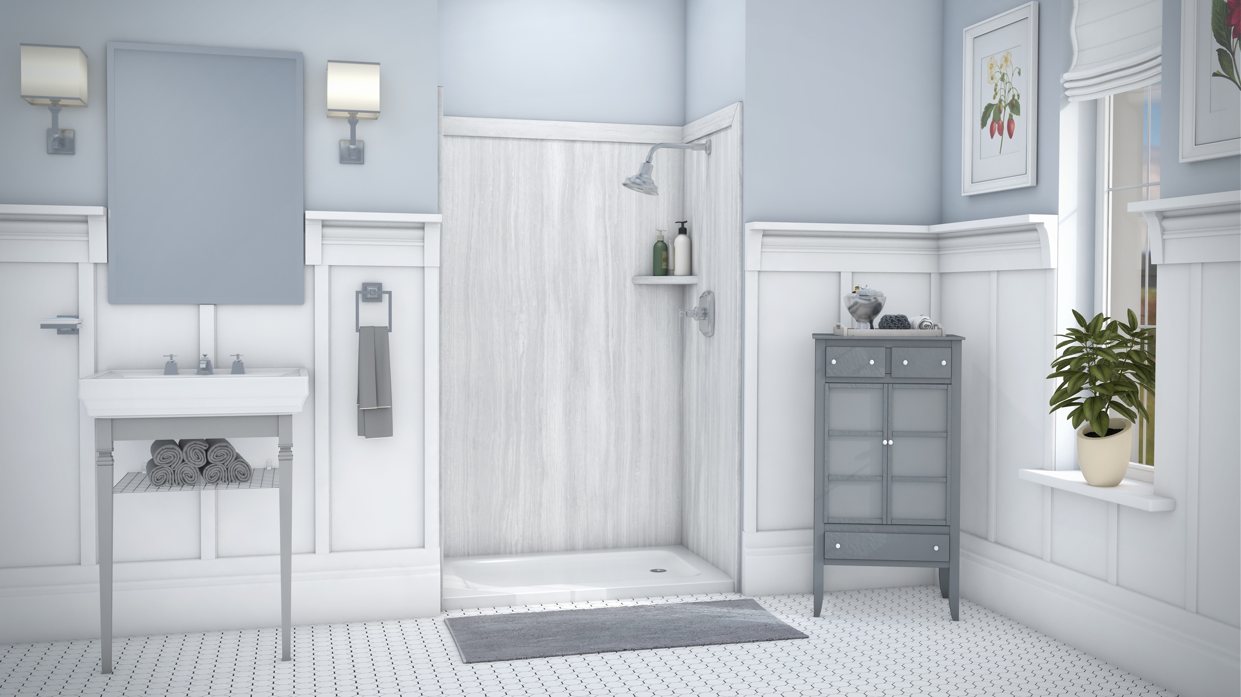 3wall Shower 48x80in